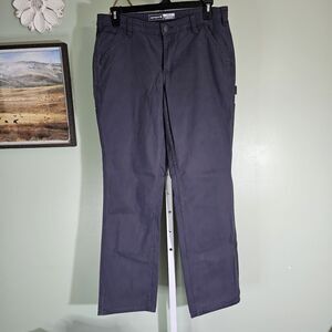 Carhartt Womens Rugged Flex Relaxed Fit‎ Canvas Work Pant Size 12 TALL Gray
